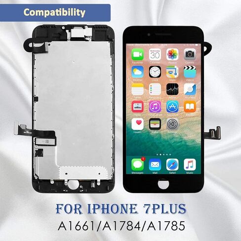 Yodoit for iPhone 7 Plus Screen Replacement LCD with Home Button, Front Camera, Ear Speaker, Full Assembly 5.5" Display Digitizer and Repair Tool Kit, Protector Black in Saudi Arabia
