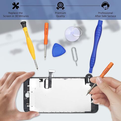 Yodoit for iPhone 7 Plus Screen Replacement LCD with Home Button, Front Camera, Ear Speaker, Full Assembly 5.5" Display Digitizer and Repair Tool Kit, Protector Black in Saudi Arabia