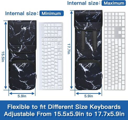 Keyboard Sleeve Travel Case for Wireless Slim Full-Size Keyboards (up to 17.7 Inches), 5.9" x 15.5" up to 5.9" x 17.7" Neoprene Protective Keyboard Case with Mouse Storage Pocket (Black) in Saudi Arabia