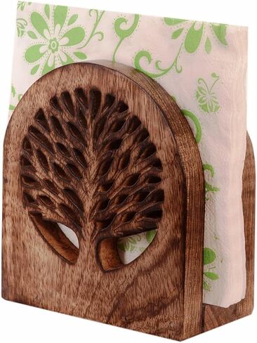 Mother's Day Gifts Tree of Life Wooden Tissue Paper Holder with Full Size Decorative Napkin Stand Tissue Paper Organizer for Home & Kitchen Dining Table Stand | Farmhouse Napkin Holder in Saudi Arabia