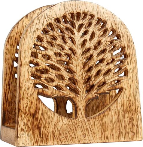 Mother's Day Gifts Tree of Life Wooden Tissue Paper Holder with Full Size Decorative Napkin Stand Tissue Paper Organizer for Home & Kitchen Dining Table Stand | Farmhouse Napkin Holder in Saudi Arabia