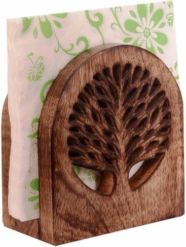Mother's Day Gifts Tree of Life Wooden Tissue Paper Holder with Full Size Decorative Napkin Stand Tissue Paper Organizer for Home & Kitchen Dining Table Stand | Farmhouse Napkin Holder in Saudi Arabia