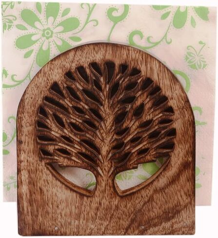 Mother's Day Gifts Tree of Life Wooden Tissue Paper Holder with Full Size Decorative Napkin Stand Tissue Paper Organizer for Home & Kitchen Dining Table Stand | Farmhouse Napkin Holder in Saudi Arabia
