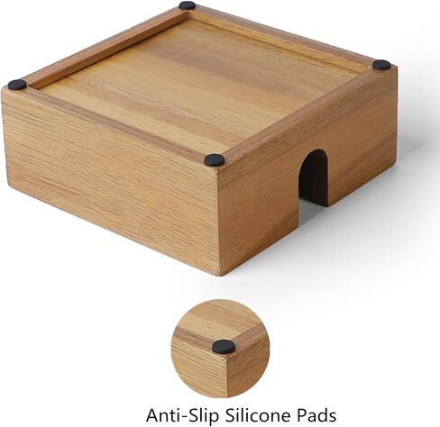 حامل مناديل خشبي من أكاسيا للطاولة، حامل مناديل للمطبخ، صينية مناديل للمطبخ، المطعم، البار، ديكور المقهى، مناسب للمناديل أصغر من 5 بوصات، بني in Kuwait