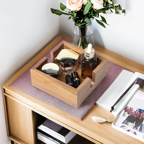 حامل مناديل خشبي من أكاسيا للطاولة، حامل مناديل للمطبخ، صينية مناديل للمطبخ، المطعم، البار، ديكور المقهى، مناسب للمناديل أصغر من 5 بوصات، بني in Kuwait