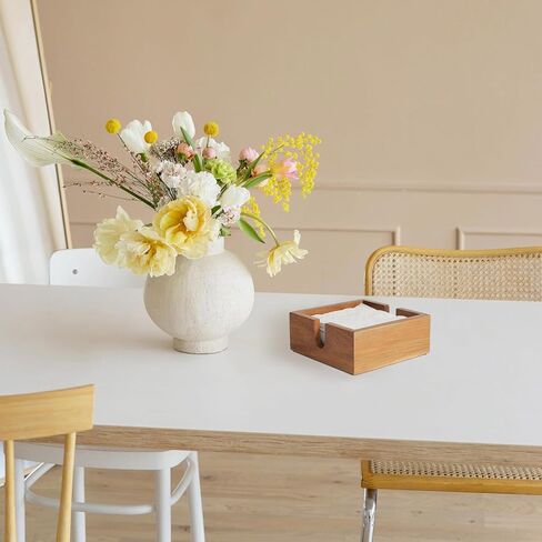 حامل مناديل خشبي من أكاسيا للطاولة، حامل مناديل للمطبخ، صينية مناديل للمطبخ، المطعم، البار، ديكور المقهى، مناسب للمناديل أصغر من 5 بوصات، بني in Kuwait