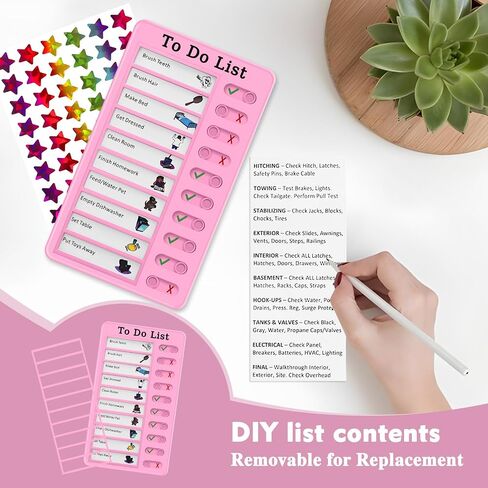 Chore Chart for Kids, Reusable My Chores Slider Chart, Checklist Board to Do List with 5 Pcs Cardstock(Pink) in Saudi Arabia