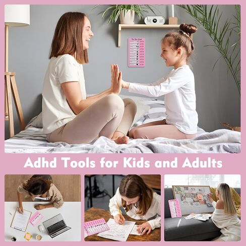 Chore Chart for Kids, Reusable My Chores Slider Chart, Checklist Board to Do List with 5 Pcs Cardstock(Pink) in Saudi Arabia