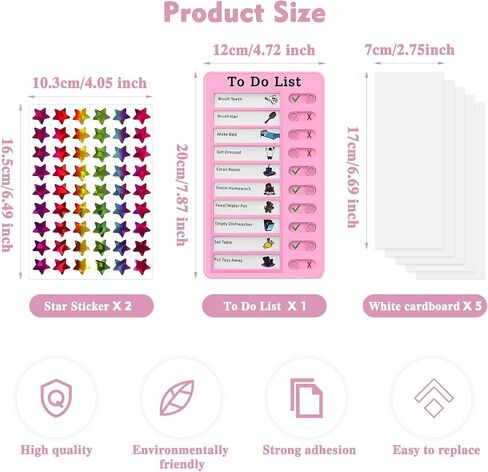 Chore Chart for Kids, Reusable My Chores Slider Chart, Checklist Board to Do List with 5 Pcs Cardstock(Pink) in Saudi Arabia