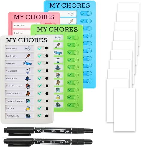 4 قطع من لوحة مخطط المهام، مخطط المهام للأطفال، لوحة مهام قائمة المهام، لوحة قائمة مرجعية مع صور للأطفال البالغين والتخطيط الروتيني للمنزل (4 ألوان) in Kuwait