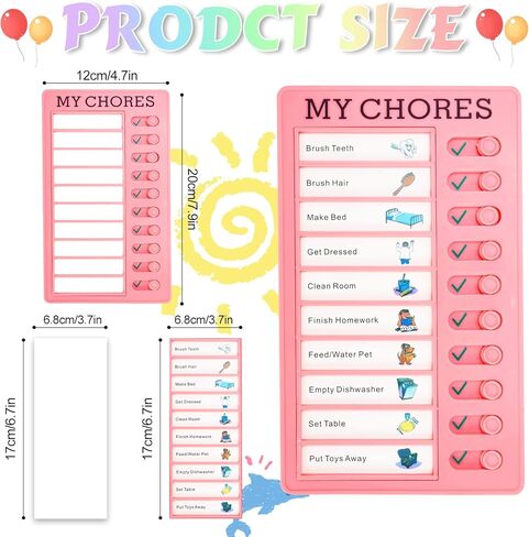 4 قطع من لوحة مخطط المهام، مخطط المهام للأطفال، لوحة مهام قائمة المهام، لوحة قائمة مرجعية مع صور للأطفال البالغين والتخطيط الروتيني للمنزل (4 ألوان) in Kuwait