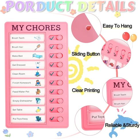 4 قطع من لوحة مخطط المهام، مخطط المهام للأطفال، لوحة مهام قائمة المهام، لوحة قائمة مرجعية مع صور للأطفال البالغين والتخطيط الروتيني للمنزل (4 ألوان) in Kuwait