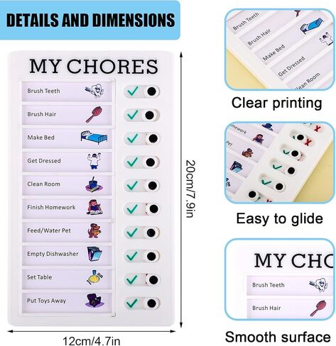 4pcs Kids Chore List, My Chores List for Kids Chore Chart Checklist Board Daily to Do List Planner Chore Schedule Board with 12pcs Replacement Cards for Kids Home Routine Planning in Saudi Arabia