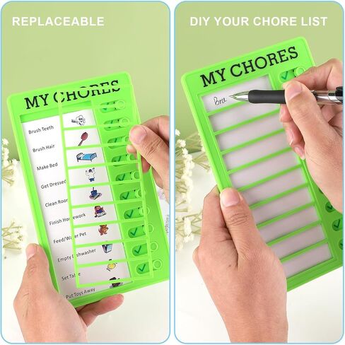 4pcs Kids Chore List, My Chores List for Kids Chore Chart Checklist Board Daily to Do List Planner Chore Schedule Board with 12pcs Replacement Cards for Kids Home Routine Planning in Saudi Arabia