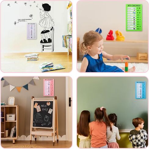 4pcs Kids Chore List, My Chores List for Kids Chore Chart Checklist Board Daily to Do List Planner Chore Schedule Board with 12pcs Replacement Cards for Kids Home Routine Planning in Saudi Arabia