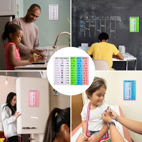 4pcs Kids Chore List, My Chores List for Kids Chore Chart Checklist Board Daily to Do List Planner Chore Schedule Board with 12pcs Replacement Cards for Kids Home Routine Planning in Saudi Arabia