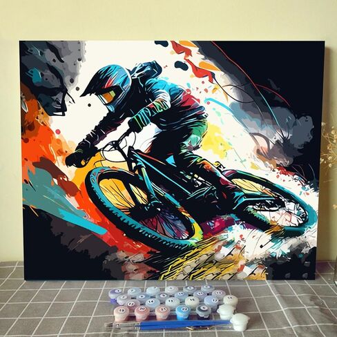 DIY Paint by Numbers,Dirt Bike,Colorful Canvas Oil Painting Kit for Kids & Adults, 16X20 inch Drawing Paintwork Acrylic Pigment,for Home Living Room Decorative Painting Frameless in Kuwait