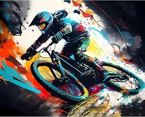 DIY Paint by Numbers,Dirt Bike,Colorful Canvas Oil Painting Kit for Kids & Adults, 16X20 inch Drawing Paintwork Acrylic Pigment,for Home Living Room Decorative Painting Frameless in Kuwait