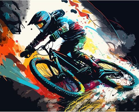 DIY Paint by Numbers,Dirt Bike,Colorful Canvas Oil Painting Kit for Kids & Adults, 16X20 inch Drawing Paintwork Acrylic Pigment,for Home Living Room Decorative Painting Frameless in Kuwait