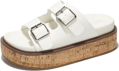 صنادل Project Cloud Wedge للنساء، صنادل صيفية جلدية مع نعل داخلي من الإسفنج الذكي للنساء - صنادل منصة مع أشرطة أحذية نسائية - صنادل نسائية خفيفة الوزن (بريسبان) in Kuwait