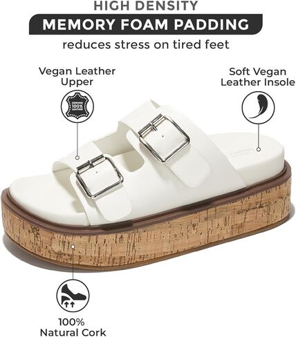 صنادل Project Cloud Wedge للنساء، صنادل صيفية جلدية مع نعل داخلي من الإسفنج الذكي للنساء - صنادل منصة مع أشرطة أحذية نسائية - صنادل نسائية خفيفة الوزن (بريسبان) in Kuwait