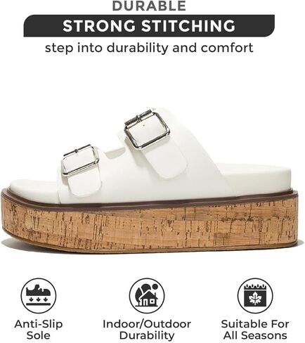 صنادل Project Cloud Wedge للنساء، صنادل صيفية جلدية مع نعل داخلي من الإسفنج الذكي للنساء - صنادل منصة مع أشرطة أحذية نسائية - صنادل نسائية خفيفة الوزن (بريسبان) in Kuwait