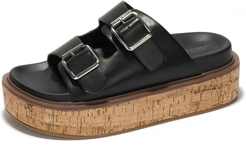 صنادل Project Cloud Wedge للنساء، صنادل صيفية جلدية مع نعل داخلي من الإسفنج الذكي للنساء - صنادل منصة مع أشرطة أحذية نسائية - صنادل نسائية خفيفة الوزن (بريسبان) in Kuwait