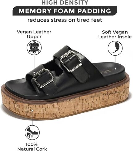 صنادل Project Cloud Wedge للنساء، صنادل صيفية جلدية مع نعل داخلي من الإسفنج الذكي للنساء - صنادل منصة مع أشرطة أحذية نسائية - صنادل نسائية خفيفة الوزن (بريسبان) in Kuwait