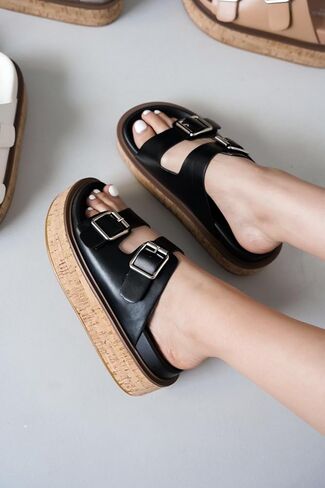 صنادل Project Cloud Wedge للنساء، صنادل صيفية جلدية مع نعل داخلي من الإسفنج الذكي للنساء - صنادل منصة مع أشرطة أحذية نسائية - صنادل نسائية خفيفة الوزن (بريسبان) in Kuwait