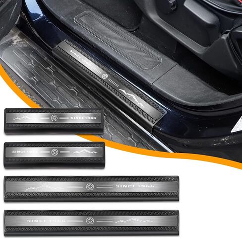 Door Sill Protector 4PCS Door sill Entry Guards Cover for Ford Bronco 4 Door 2021 2022 2023 Accessories (Metal Trim) in Saudi Arabia