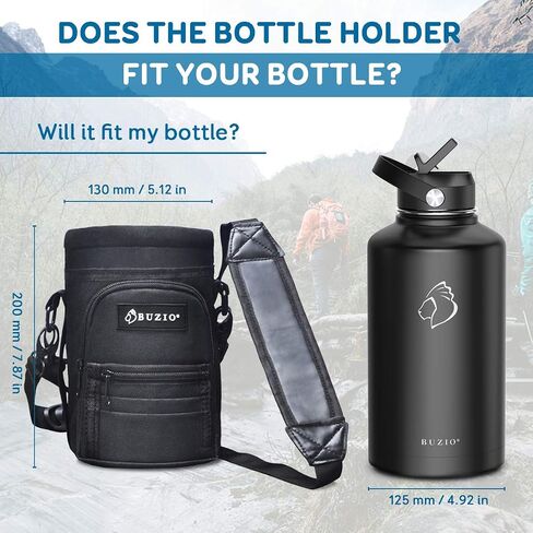 BUZIO Water Bottle Holder Carrying Pouch for 40 oz Bottles - Carry, Protect and Insulate Your Flask with This Military Grade Carrier an Adjustable Padded Shoulder Strap in Saudi Arabia