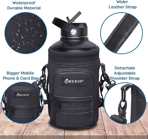 BUZIO Water Bottle Holder Carrying Pouch for 40 oz Bottles - Carry, Protect and Insulate Your Flask with This Military Grade Carrier an Adjustable Padded Shoulder Strap in Saudi Arabia