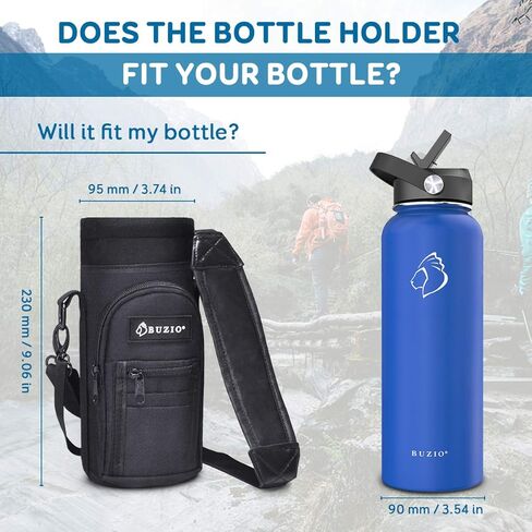 BUZIO Water Bottle Holder Carrying Pouch for 40 oz Bottles - Carry, Protect and Insulate Your Flask with This Military Grade Carrier an Adjustable Padded Shoulder Strap in Saudi Arabia