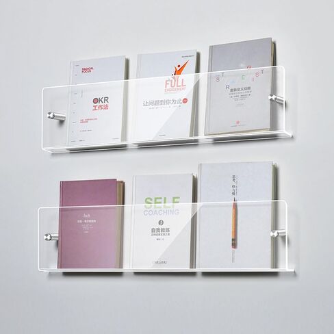 2 Pack Acrylic Magazine Holder,Wall File Organizer,Brochure Display Standr,Kids Book Display Shelves Wall Mounted(17.7Inch) in Saudi Arabia