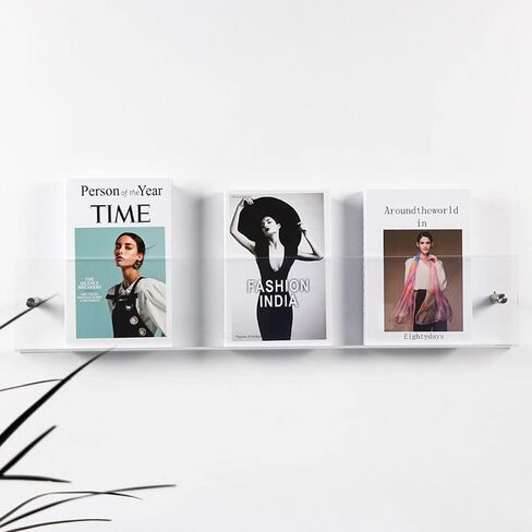 2 Pack Acrylic Magazine Holder,Wall File Organizer,Brochure Display Standr,Kids Book Display Shelves Wall Mounted(17.7Inch) in Saudi Arabia