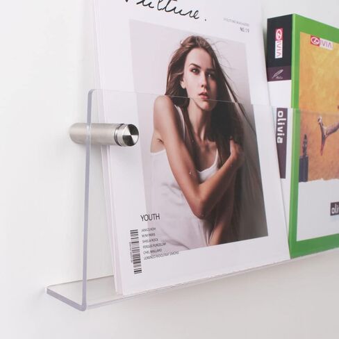 2 Pack Acrylic Magazine Holder,Wall File Organizer,Brochure Display Standr,Kids Book Display Shelves Wall Mounted(17.7Inch) in Saudi Arabia