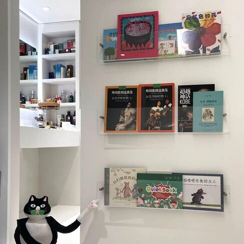 2 Pack Acrylic Magazine Holder,Wall File Organizer,Brochure Display Standr,Kids Book Display Shelves Wall Mounted(17.7Inch) in Saudi Arabia