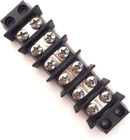 Marine Grade Terminal Block Buss Bar Dinkle BusBar Nickel Plated Brass Handles 12V UL 18-10AWG 35A 600V BussBar (Terminal Block 3 Circuit) in Saudi Arabia
