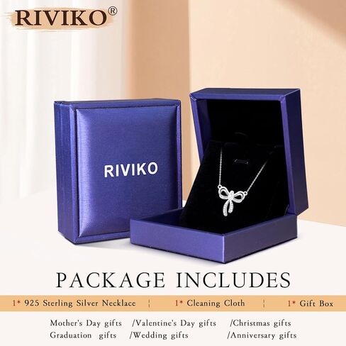 RIVIKO Bow Birthstone Necklace for Women,925 Sterling Silver Gold Plated Bow Pendant Trendy,Bowknot Choker Chain Anniversary Birthday Jewelry Gift for Women Girls Her Wife Daughter Girlfriend in Saudi Arabia