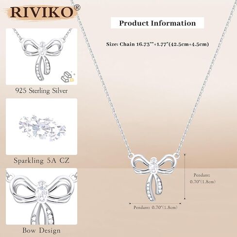 RIVIKO Bow Birthstone Necklace for Women,925 Sterling Silver Gold Plated Bow Pendant Trendy,Bowknot Choker Chain Anniversary Birthday Jewelry Gift for Women Girls Her Wife Daughter Girlfriend in Saudi Arabia