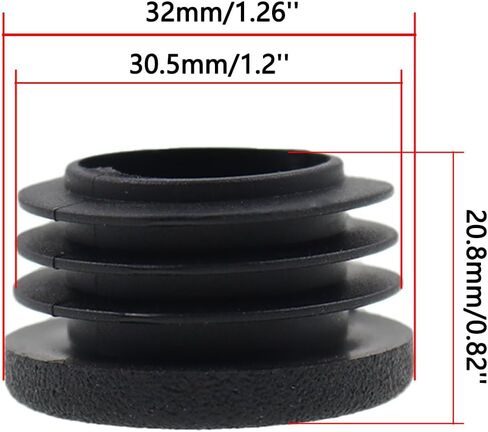 Round Plastic Plug,TTZEZE OD:28mm/1.1''Pipe Tubing End Cap Black Round End Caps,Chair Glide Insert Furniture Finishing Plug for Round Metal Tube,12 PCS in Saudi Arabia