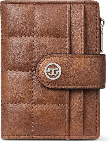 BOSTANTEN Small Wallet for Women Leather RFID Blocking Card Holder Bifold Compact Wallets With Zipper Coin Pocket Beige＆Brown in Saudi Arabia