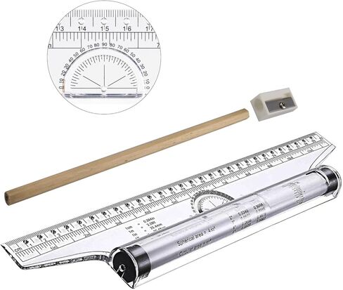 مسطرة دوارة Aixuandocr، مسطرة قياس متوازية، مسطرة رسم متعددة الأغراض للصياغة والقياس والخط والفن - 12 بوصة in Kuwait
