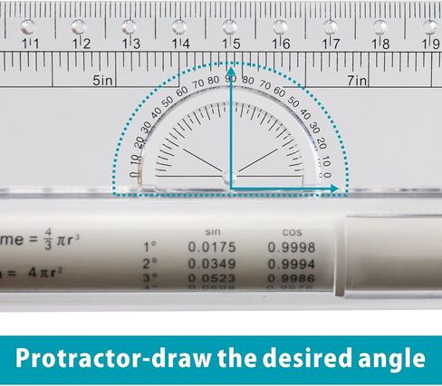 مسطرة دوارة Aixuandocr، مسطرة قياس متوازية، مسطرة رسم متعددة الأغراض للصياغة والقياس والخط والفن - 12 بوصة in Kuwait