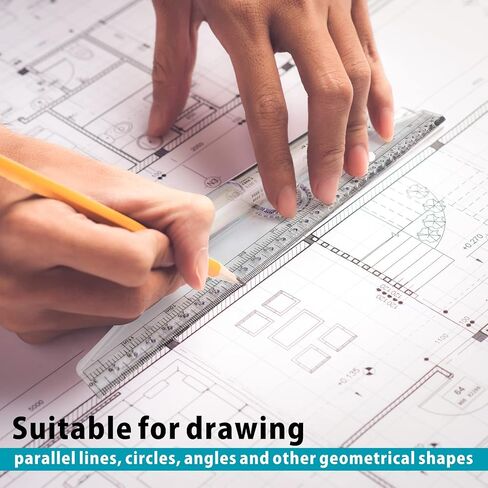مسطرة دوارة Aixuandocr، مسطرة قياس متوازية، مسطرة رسم متعددة الأغراض للصياغة والقياس والخط والفن - 12 بوصة in Kuwait