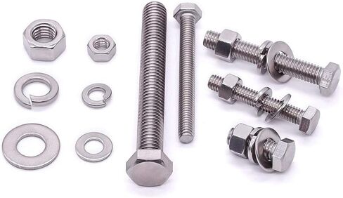 M8 x 30mm (10 Sets) Stainless Steel Hex Bolts with Hex Nuts, Flat Washers and Lock Washers, Hexagon Bolts with Nuts and Washers, Full Thread Coveraage, Coarse Thread UNC in Saudi Arabia