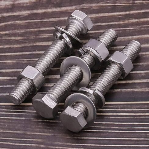 M8 x 30mm (10 Sets) Stainless Steel Hex Bolts with Hex Nuts, Flat Washers and Lock Washers, Hexagon Bolts with Nuts and Washers, Full Thread Coveraage, Coarse Thread UNC in Saudi Arabia