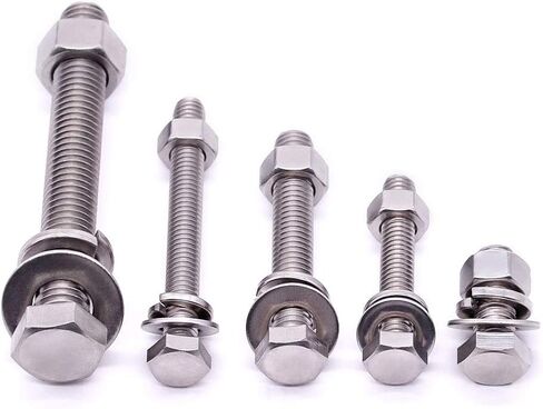 M8 x 30mm (10 Sets) Stainless Steel Hex Bolts with Hex Nuts, Flat Washers and Lock Washers, Hexagon Bolts with Nuts and Washers, Full Thread Coveraage, Coarse Thread UNC in Saudi Arabia