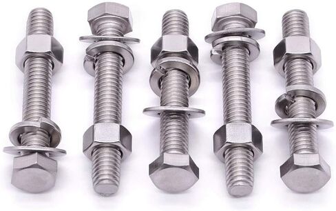 M8 x 30mm (10 Sets) Stainless Steel Hex Bolts with Hex Nuts, Flat Washers and Lock Washers, Hexagon Bolts with Nuts and Washers, Full Thread Coveraage, Coarse Thread UNC in Saudi Arabia