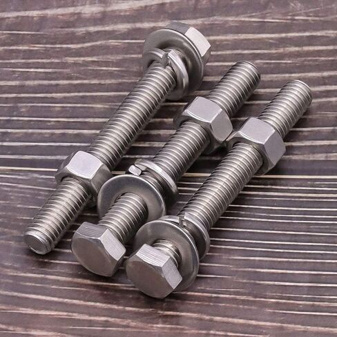 M8 x 30mm (10 Sets) Stainless Steel Hex Bolts with Hex Nuts, Flat Washers and Lock Washers, Hexagon Bolts with Nuts and Washers, Full Thread Coveraage, Coarse Thread UNC in Saudi Arabia